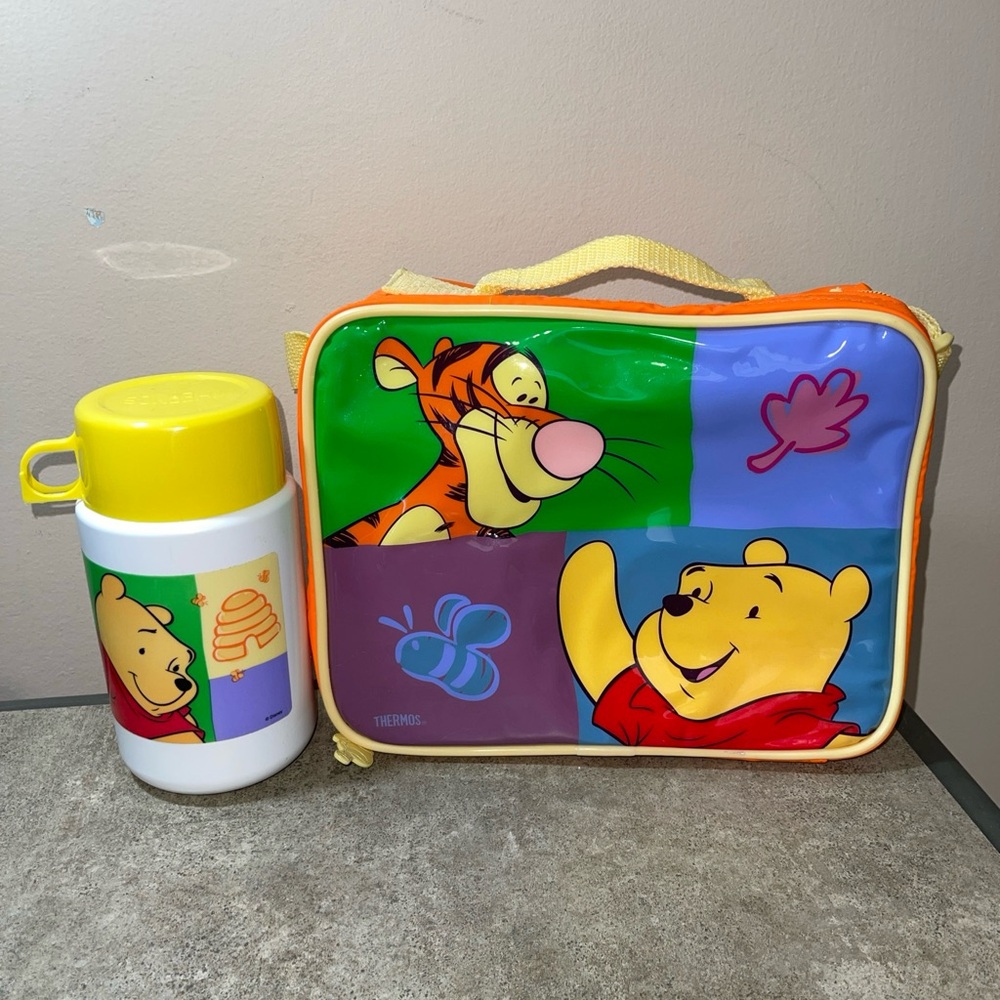 Vintage Winnie The Pooh Soft Insulated Lunchbox With Matching Thermos - Disney